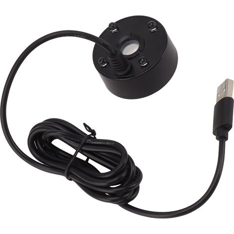 Fontaine brumisatrice USB avec lumières LED colorées 5V et atomiseur à ultrasons pour bassin, rocaille, aquarium et évier (noir) (1/5)