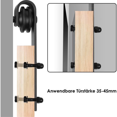 Wolketon Schiebetürsystem Schiebetürbeschlag Set 150kg Bodenführungsrolle Türführung Montageset Laufschiene Glas/Holztür Schiebetür 200cm