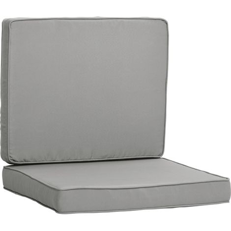 Lot de 2 coussins d'assise, 56 x 52 cm, housse en tissu avec fermeture éclair, épaisseur 7 cm, lavables, pour la maison, le jardin, la voiture, le bureau, le canapé et les chaises, gris clair. (1/5)