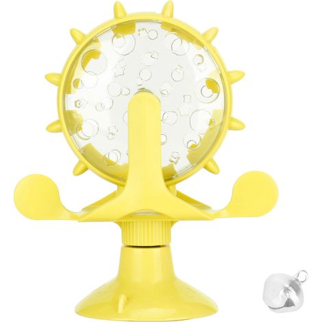 Rotation de fuite de nourriture pour chat de compagnie ABS, pour moulin à vent, jouet d'entraînement interactif éducatif, jaune (1/5)