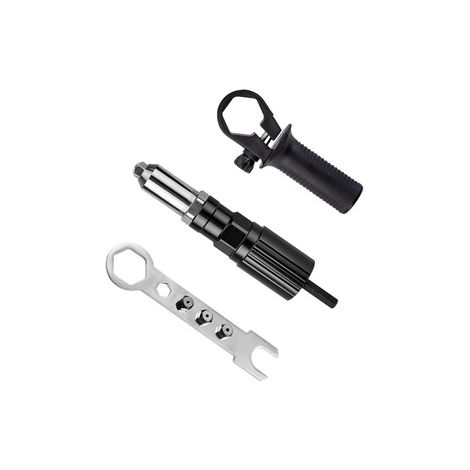 Adaptateur pour riveteuse électrique – Transforme perceuse en pistolet à rivets pop – Rivetage sans effort pour alu ou acier jusqu’à 4,8 mm