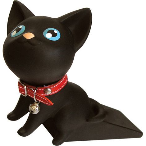 Niedlicher Türstopper aus Kunststoff, kein Bohren erforderlich, Türstopper mit Cartoon-Motiv, Türstopper gegen Einklemmen, kreativer Türstopper in Tierform, Türstopper mit schwarzer Katze. (1/5)