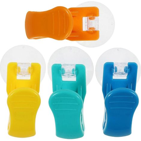 Lot de 4 pinces à ventouse pour salle de bain et cuisine, porte-serviettes-6.00X2.50X2.50CM-Multi