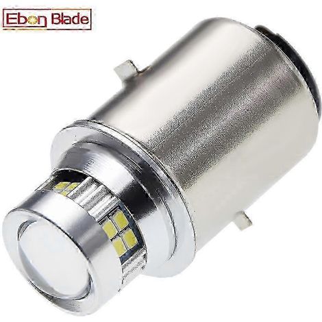 Ampoule LED BA20D H6 S1 (6V/12V) pour phare de moto/scooter/quad/UTV – 20 SMD, feux de route/croisement, blanc 6000K