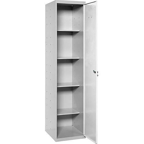 SimonRack Armoire Métallique Balai 1800x400x400 mm, 1 Porte, 4 Étagères, Gris/Blanc - Simonlocker (1/4)