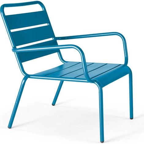 Fauteuil de jardin bas relax acier bleu pacific - Palavas