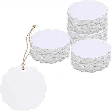 200 étiquettes cadeaux en kraft blanc en forme d'éventail (6cm de diamètre) pour l'emballage artisanal (1/3)