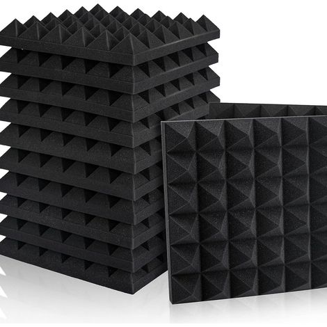 Lot de 12 Panneaux de Mousse Acoustique,Podcasts 30 x 30 x 5 cm Mousse Anti-bruit Panneaux Acoustiques Ignifuges pour Studios D'enregistrement, Bureaux, Studios de Danse