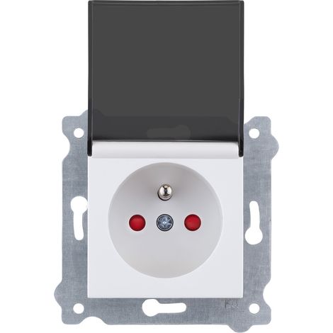 Prise simple 2P+T blanc avec clapet de protection bornes à vis 247/01E EXEN (1/3)