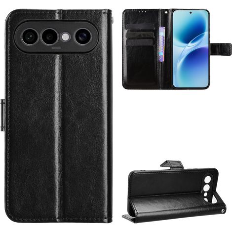 Funda tipo cartera Vivo X300 FE, Crazy Horse, negra (1/5)