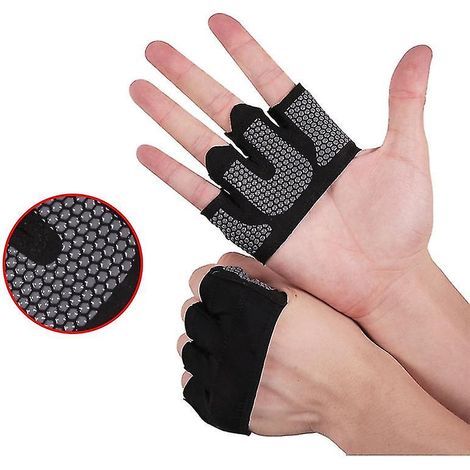 Rutschfeste Halbfinger-Fitnesshandschuhe für Fitness, Gewichtheben und Sport – Grau – Größe M (1/5)