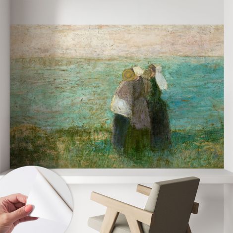 Papier peint adhésif autocollant pour salon chambre à coucher peint imprimé Installation facile Reflet en bord de mer 104x70 cm (1/5)