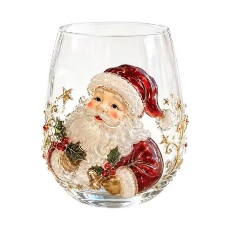 (F) Tasse de Noël en verre artistique - Tasse magique de Noël - Verres à whisky et à vin - Tasse 2D Père Noël et bonhomme de neige - Cadeaux de Noël uniques (1/5)