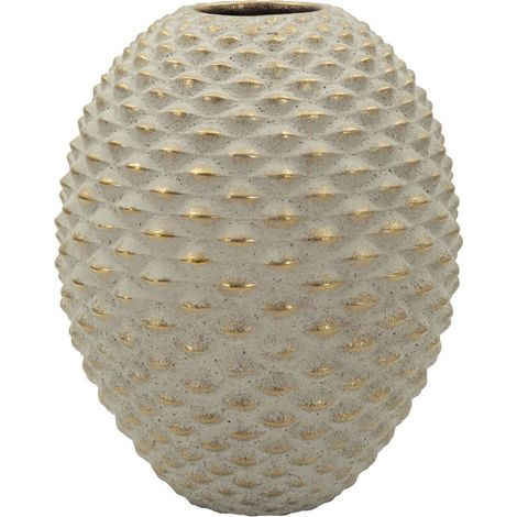 Vase Design en Céramique "Pepipas" 28cm Gris & Or