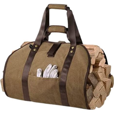 Sac à bûches en canvas imperméable 114cm x 50cm – Grande capacité de stockage – Poignées confortables pour transport – Design élégant – Outils Et Nature (1/5)