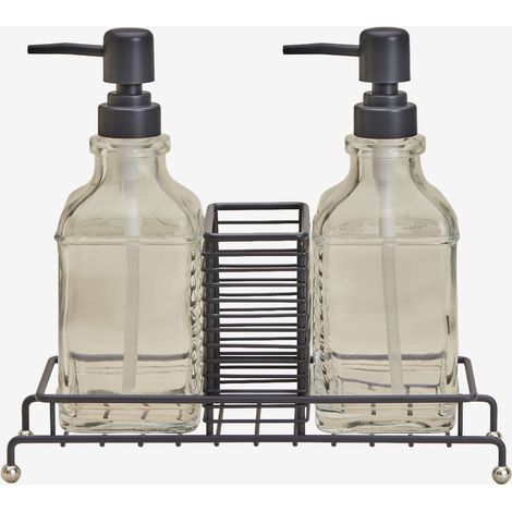 Dispensador doble de jabón para cocina en hierro y vidrio Darcei SKLUM       