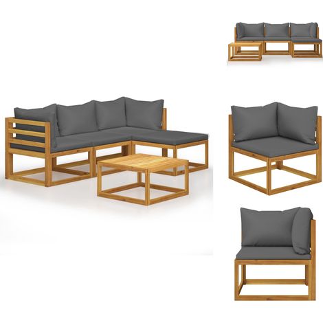 Gartenmöbel-Sets - Living 5-tlg. Garten-Lounge-Set mit Auflagen Massivholz Akazie (1/5)