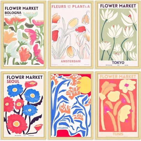 Lot de 6 Affiches Decoration Murale, Poster Art Mural Abstrait Floral Botanique, Tableaux, Posters et Arts Décoratifs, Sans Cadres, pour Salon, Chambre à Coucher, Salle à Manger, 30 x 21cm (1/5)
