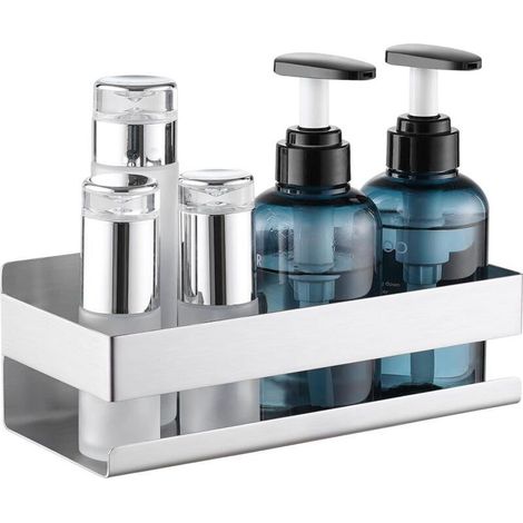 Étagère de Douche Murale Etagere Salle de Bain Acier Inoxydable SUS304 Panier Support 23CM Brossé, (1/5)
