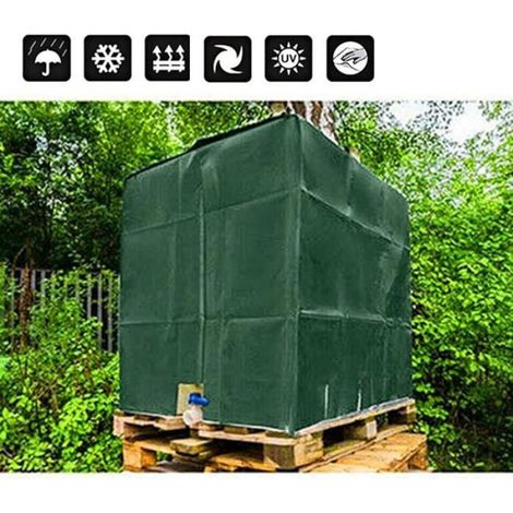Bâche pour Cuve 1000L IBC, Bâche de d'eau Couvercle de ProtectionRéservoir Housse -poussière Vert -120 x 100 x 116 cm (1/5)