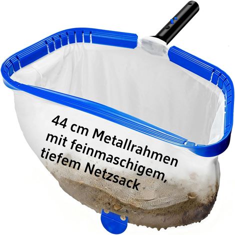 Épuisette de Piscine 44 cm, Mailles Fines, Aluminium, sans Manche Filet fin pour retirer feuilles, débris et algues du bassin cadre aluminium robuste, compatible avec une perche de skimmer (1/5)