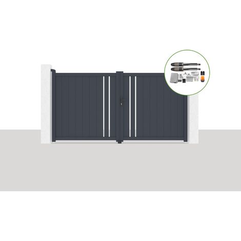 Pack portail battant électrique GIONA 300x160cm Gris + Motorisation TANKER B700 (1/5)