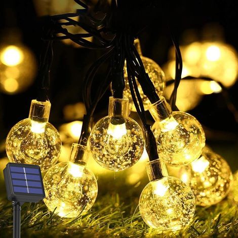Guirlande Solaire Exterieur, 12M 100LED Boule Lumineuse, 8 Modes & IP65 Étanche Boule de Cristal Solaire, Guirlandes Guinguette Solaires Lumiere Extérieur pour Balcon, Cour, Jardin, Noël, Mariage,Fête (1/2)