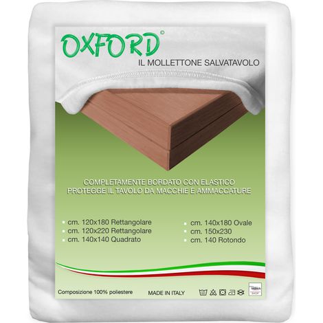 MOLLETONE Protège-table OXFORD sous nappe PROTECTEUR DE TABLE Blanc Cm. 140x140