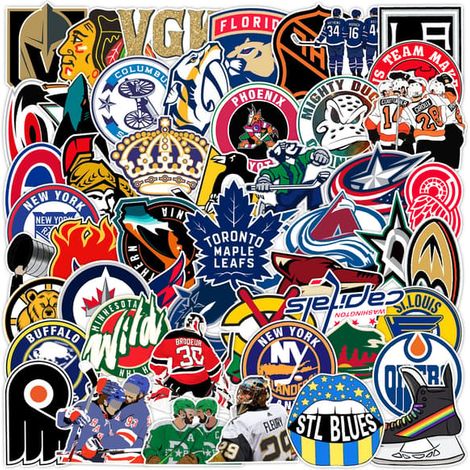 50 autocollants - Autocollants graffiti hockey sur glace - Autocollants pour valise, réfrigérateur, skateboard (1/4)