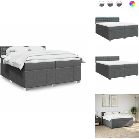 Sommier à lattes de lit avec matelas Gris foncé 200x200cm Tissu - Sommier À Lattes De Lit - Sommiers À Lattes De Lit - Lit - Meuble De Chambre À Coucher (1/5)