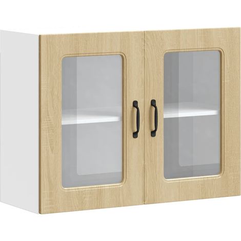 Armoire murale cuisine moderne rangement pratique dimensions 80 x 31 x 60 cm en bois d'ingénierie chêne sonoma (1/5)