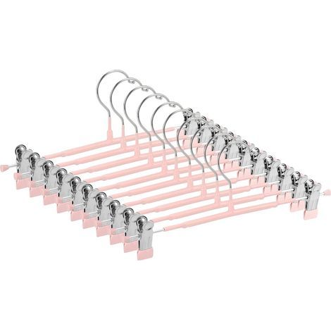 10 grucce con clip regolabili, in acciaio inox, antiscivolo, per pantaloni e gonne (1/5)