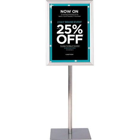 COSTWAY A3 Poster Stand Espositore da Pavimento Supporto Poster Menù per Pubblicità da Terra, Girevole a 360 Gradi, Regolabile in Altezza (Nero A3) (A3 Argento x 2) (1/5)