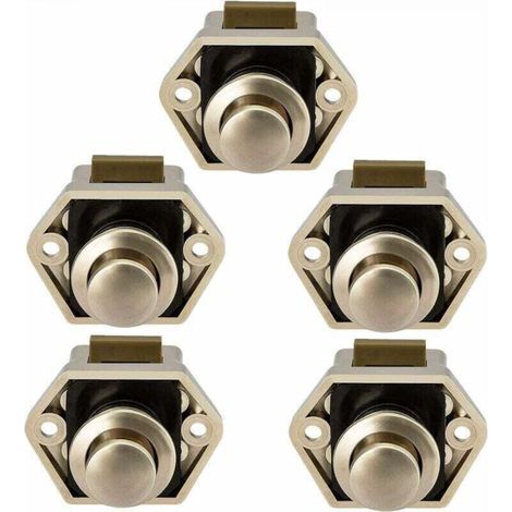 Bouton Poussoir Camping Car - Loquet Serrure Bouton Fermeture Porte Placard pour RV Caravane de Moteur 5 pièces (Nickel) (1/4)