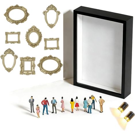 Caja de siluetas de minimuseo, negra (8 cajas + 8 villanos aleatorios + dispensador + 2 luces) (1/5)