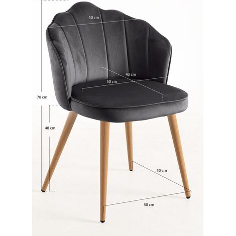 Sillas Comedor - Silla Blume Terciopelo - Gris oscuro