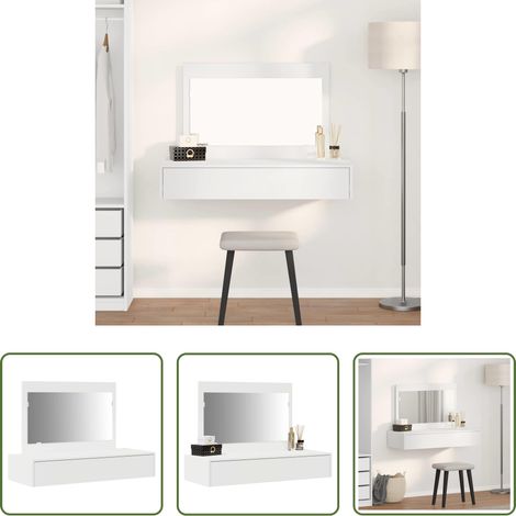 Schminktisch mit Spiegel - Schminktisch mit Schubladen Weiß 100 x 40 x 70 cm Holzwerkstoff (1/5)