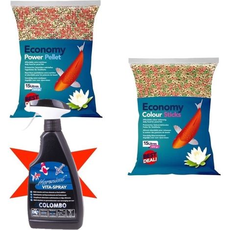 Pack nutrition et vitamines pour carpes koï – Nourriture 30 L + spray vitaminé (1/5)