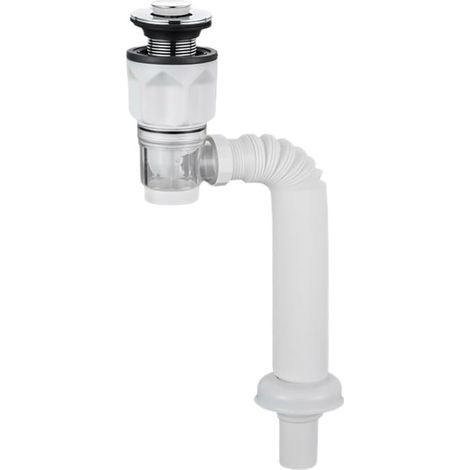 Bathroom sink drain kit with flexible telescopic drain hose from 36 to 86 cm – Universal anti-odor and waterproof kit for bathtub, sink, kitchen (small white pop-up drain) (1/5)