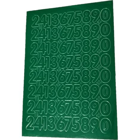 Números autoadhesivos de papel de aluminio de 3,5 cm, color verde.