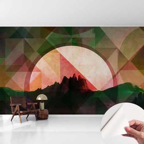 Selbstklebend Tapete - Wandgestaltung - Tapete Wohnzimmer - Flur Eingangsbereich Malerische Hügel 416x254 cm (1/5)
