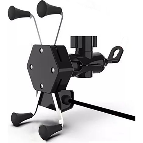 Support téléphone moto 5V 2A avec chargeur USB, support rotatif 360° pour smartphones 3.0-6.5 pouces (1/5)