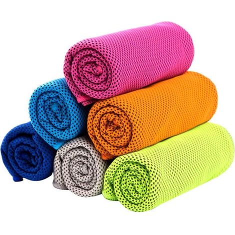 Lot de 4 serviettes rafraîchissantes (100 x 30 cm), en microfibre douce et respirante