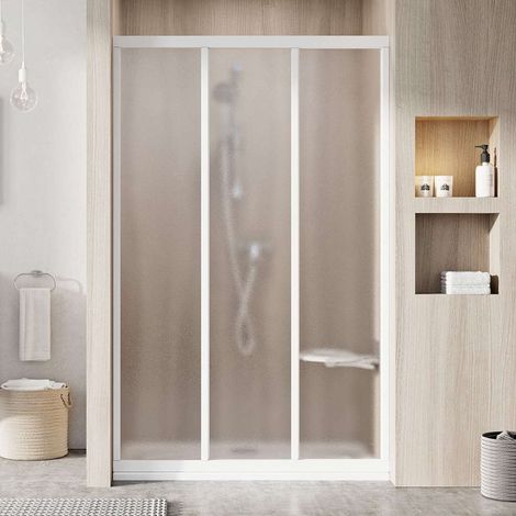 Ravak Supernova - Puerta de ducha en tres partes ASDP3-120, 117-121 cm, blanco/vidrio Grape 00VG01R2ZG