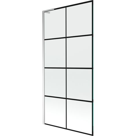 Mexen Next L Badewannenabtrennung 1-flügelig 90 x 150 cm, schwarzes Muster, Chrom - 895-090-000-03-77-01 (1/5)