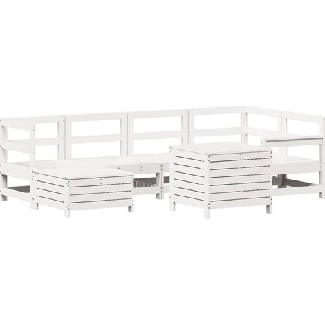 Maison Exclusive - Set Divani da Giardino 7 pz Bianco in Legno Massello di Pino