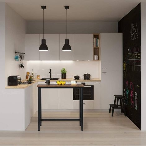 WOLTU Bartisch Bistrotisch Stehtisch Esstisch, Metallgestell, Tischplatte aus MDF, 100x40x100cm(BxTxH), Holz vintage (1/4)