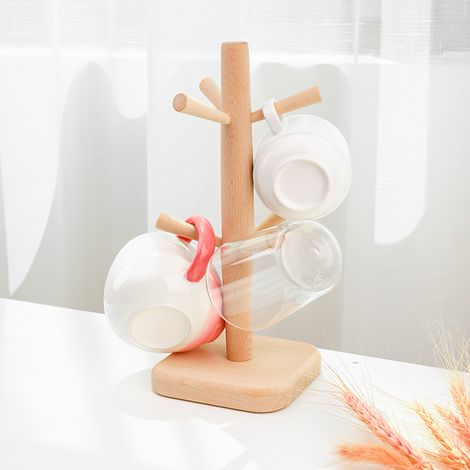 Support à Tasses en Bois de Hêtre Style Japonais - Porte-Gobelets Étagère de Rangement pour Cuisine-lsw (1/4)