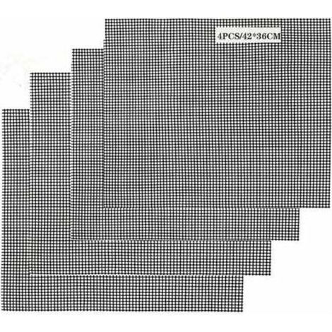 BBQ Grill Tapis de Cuisson Antiadhésif 4 Pièces, Feuille de Cuisson Réutilisable Résistant à la Chaleur, pour Barbecue Intérieur et Extérieur (4PCS, 42 36cm)