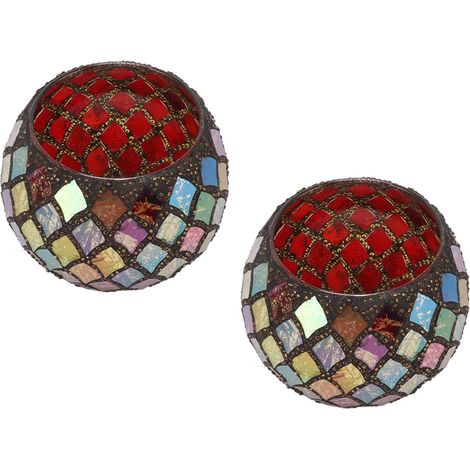 Bougeoir en Verre Mosaïque Couleur Thé, Support De Lumière LED Parfumé Fabriqué à la Main, pour la Maison, la Table, la Fête, la Décoration De Mariage (1/5)